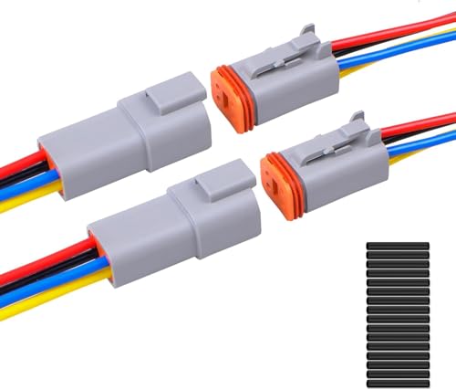 Exqutoo 2Pack 4-Pin DT Connector Male and Female Wire Connectors - size: 4-pin/2pack