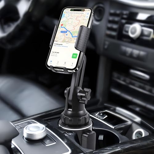 wuyaoyao Car Cup Phone Holder, Long Neck Cup Phone Cradle Holder for Cars, 360° Rotatable & Adjustable, No Shaking Gooseneck Phones Mount for All Smartphones, Universal Car Accessories