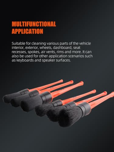 Car Detailing Brush Kit, 6Pcs Auto Boar Hair Detail Brush Set Automotive Interior Exterior No Scratch Microfiber Detailing Brushes for Cleaning Air Vents, Engine Bays, Dashboard & Wheels -BRFCD15 - color: 6pcs Car Detailing Brush Set