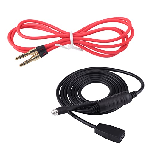 Auxiliary Input Adapter 3.5mm to 3.5mm Car Audio Cable with Red MP3 Cable and Black Aux for E46 1998 2006