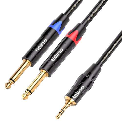 Tisino 1/8" to 1/4" Stereo Cable, Dual 1/4" to 3.5mm Audio Cable, 10FT/3m - size: 10 feet