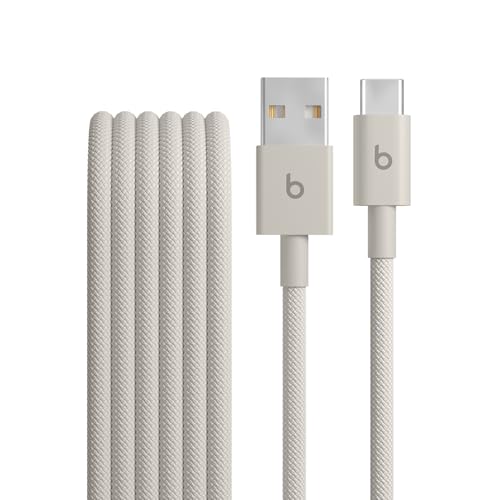 Beats USB-A to USB-C Woven Cable Fast Charging Durable and Tangle-Free Design Compatible Charger for Apple & Android Devices (1.5 m, 5 ft) - Surge Stone - color: Surge Stone, size: 5 ft, style: USB-A to USB-C
