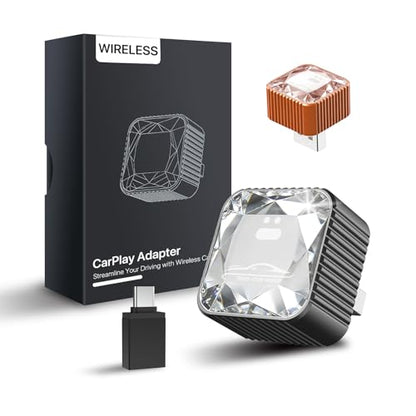 2026 Wireless CarPlay Adapter for iPhone, Premium Glass Finish Design, 5s Auto-Connect, Mini Wireless CarPlay Dongle Compatible with Apple CarPlay, Plug & Play for Factory Wired Cars, Low Latency
