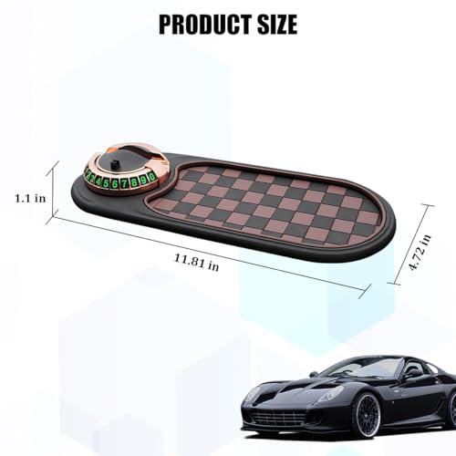 HZEL Car Dash Anti-Slip Pad, 3 in 1 Rotating Vehicle Dashboard Mat with Temporary Parking Number, Anti-Shake Auto Phone Sunglasses Keys Holder Organizer Pad, Universal Fit (Black/Brown/Gold) - color: Black/Brown/Gold