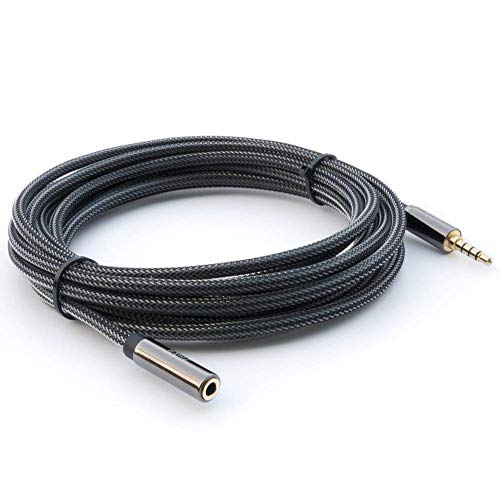 Zeskit Premium 3.5mm Jack Male to Female AUX Audio Extension Cable, TRRS 4 Poles for Headphones with Mic, Speakers - 12ft - size: 12 Feet