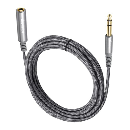1/4 inch Headphone Extension Cable, 6.35mm TRS Male to Female Stereo Cord, Quarter Inch Guitar Cable Extender, 20ft (6 Meters) - color: Silver 6M/20FT