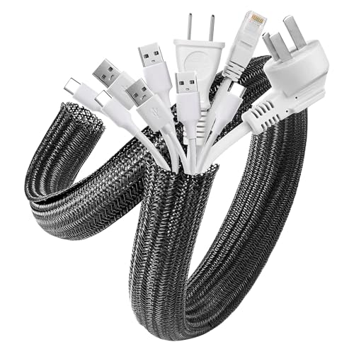 AGPTEK Cable Sleeve, 10ft - 1.5 inch Cable Management Cord Hider, Black - color: Black, size: 1.5"-10ft