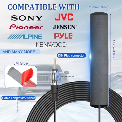Radio Antenna for Cars, Trucks, RV, SUV -AM FM Radio Antenna - size: 3M/10FT