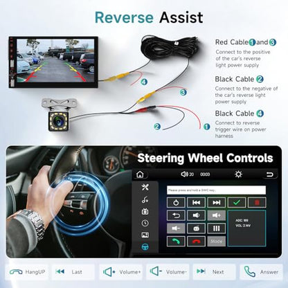 Single DIN Touch Screen Car Stereo with Wireless Carplay and Android Auto Mirror Link, Driauto 7 Inch 1 DIN Car Radio with Bluetooth FM EQ Steering Wheel Control Backup Cam Online Video USB AUX Type-C