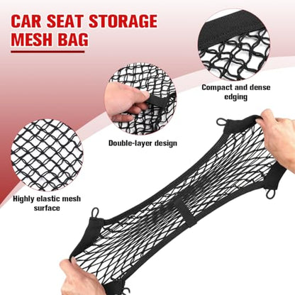 Mesh Netting Car Pouch, 2PCS 9.84" × 13.78" Stretchable Vehicle Storage Net Bag with Mounting Screws, Automotive Interior Mesh Pouch Organizer, Universal for Automobile RV Truck - size: 9.84 × 13.78 inches