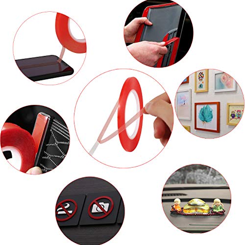 Kaisiking 2mm/ 3mm/ 5mm/10mm x 25M Clear Heat Resistant Double Sided Tape - size: 4pcs (2mm+3mm+5mm+10mm)