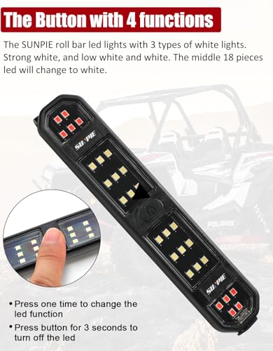 SUNPIE UTV Dome Light Battery Powered SXS Interior Lights White&Red,1 Pack - color: 1 PC of White and Red