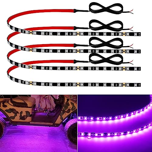 Keiurot 12V Led Light Strip Pink for Cars, 24Inch Connectable,4Pack - color: Pink Led Strip 24" Connectable