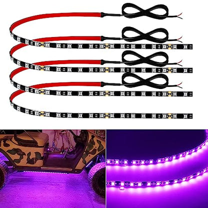 Keiurot 12V Led Light Strip Pink for Cars, 24Inch Connectable,4Pack - color: Pink Led Strip 24" Connectable