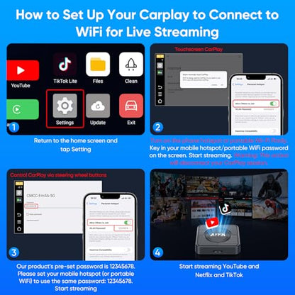 Upgraded Wireless CarPlay Adapter,Support Netflix YouTube, Plug & Play - style: with WIFI