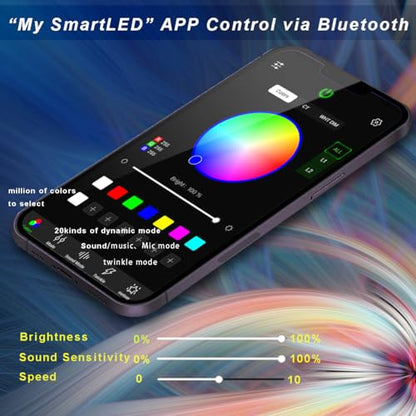 AZIMOM Mini 6W Twinkle 600pcs Fiber Optic Starlight Headliner Kit for Car Home 0.03in 9.8ft End Glow Fiber Strands Sound-Activated APP& Remote Control Starlight Engine - size: 600pcs*0.03in*9.8ft