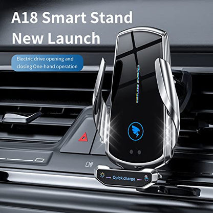 Wireless Car Charger Mount Automotive Electric Induction 15W Fast Charging Auto Clamping Car Phone Holder Mount Wireless Charging Mount Air Vent Phone Holde Compatible with All Android (Silver) - color: Silver