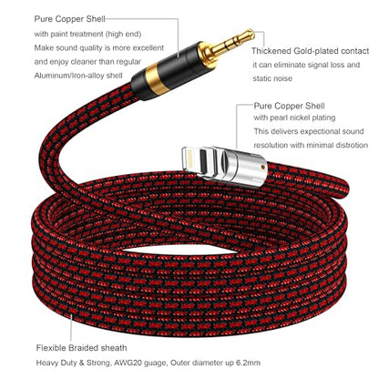 Lighting to 3.5mm Audio Cord 3.2FT, Aux Cable Compatible with iPhone 14/14 Pro/14 Plus/13/13 Pro Max/12/12 Mini/12 Pro/12 Pro Max/11 Pro/11 Pro Max/X/XR/XS Max/Car Stereo - size: 3.2 ft, style: 3.5mm to Lightning