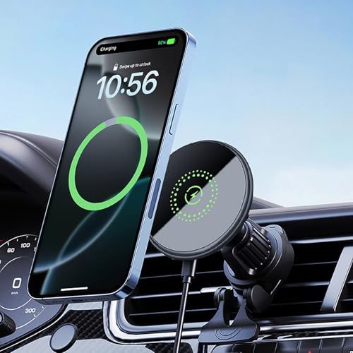25W Magnetic Fast Wireless Car Charger Phone Holder Compatible with Magsafe, iPhone 17 16 15 14 13 12, Air Vent Dashboard Windscreen Mount