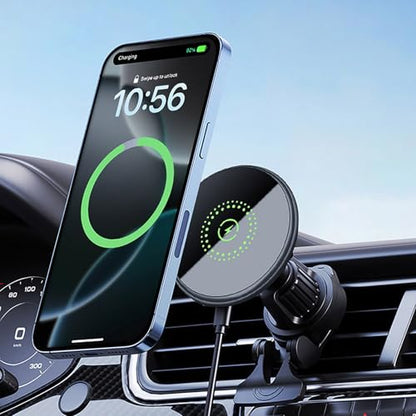 25W Magnetic Fast Wireless Car Charger Phone Holder Compatible with Magsafe, iPhone 17 16 15 14 13 12, Air Vent Dashboard Windscreen Mount