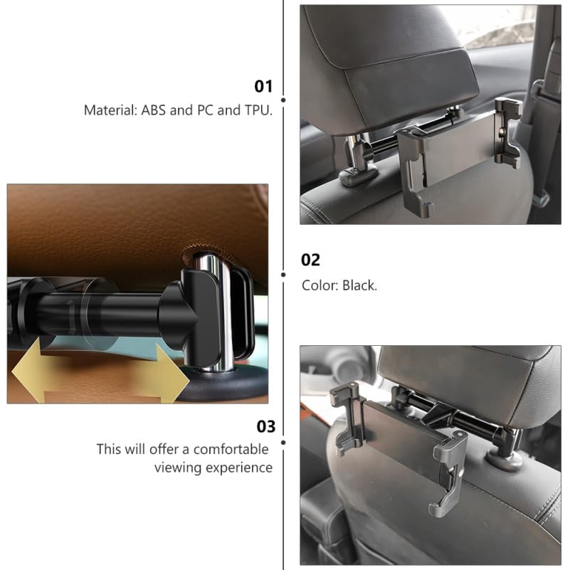 OSALADI Car Headrest Tablet Mount Adjustable Phone Stand for Back Seat Car Seat Headrest Holder for Tablets and Phones 360 Rotation Mobile Holder Tool Free Install