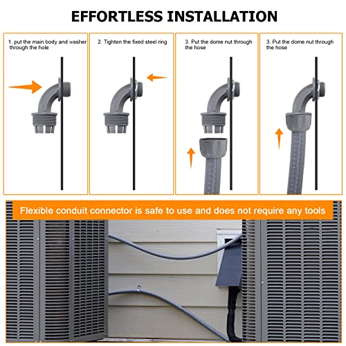 DWALE Liquid-Tight Conduit and Connector Kit,Flexible Non Metallic Liquid Tight Electrical Conduit,1/2inch 50ft Electrical Conduit Kit,with 8 Straight and 8 Angle Fittings Included,1/2 in. Dia - size: 50FT-1/2"