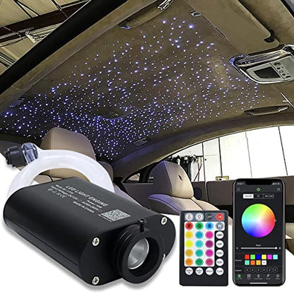 AMKI 16W Fiber Optic Lights,Starlight Headliner Light Kit APP/Remote Control Sound Activated Mode for Car&Home Decoration,Optical Fiber Cable Strands 0.75mm/0.03in 6.5ft/2m 450pcs - size: 450pcs*0.03in*6.5ft