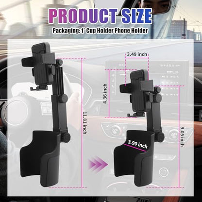 2-in-1 Cup Holder Phone Holder,Upgraded Version Cup Holders Phone Mount with Long Arm & 360° Adjustable,Cups Phones Holders for Car as Car Accessories for 4.7-7 inches Phones