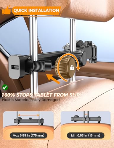 OHLPRO Car Headrest Tablet Holder, iPad Holder for Back Seat with Foldable Telescopic Arm, Magnetic Mount with MagSafe Compatibility for Phones, Fits iPad, Tablet, Road Trip Essentials for Kids