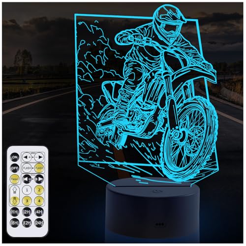 Dirt Bike Gift 3D Night Light, Illusion Night Lamp for Boys - color: Dirt Bike 1