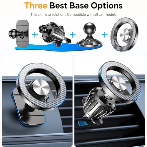 Romuto for MagSafe Car Mount【20 Strong Magnets】 Magnetic Phone Holder for Car Dashboard【360°Rotation】 Car Phone Holder Mount for iPhone 16 Pro Max 15 14 13 12 Plus soporte de telefono para carro
