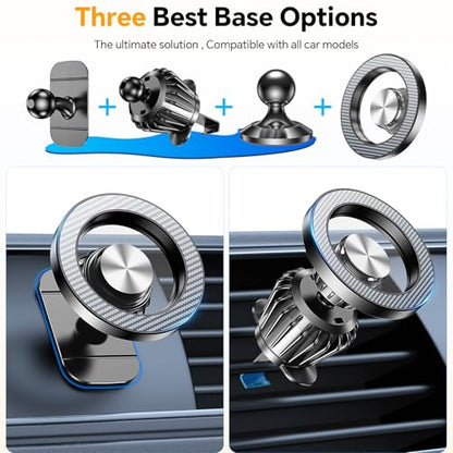 Romuto for MagSafe Car Mount【20 Strong Magnets】 Magnetic Phone Holder for Car Dashboard【360°Rotation】 Car Phone Holder Mount for iPhone 16 Pro Max 15 14 13 12 Plus soporte de telefono para carro