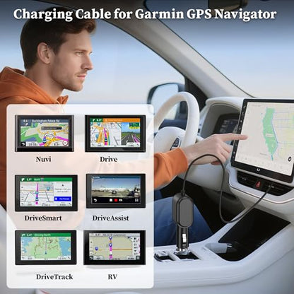 USB Car Charger for Garmin Truck GPS Nuvi, Drive, DriveSmart Power Cord