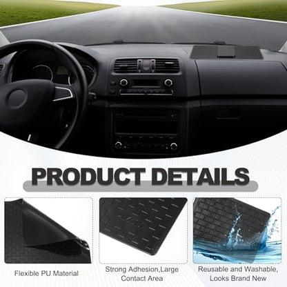 2Pcs Car Dashboard Anti-Slip Mat, 7.09" x 4.92" Phone Grip Pad Non-Slip PU Mat Anti-Skid Holder for Phone Keys Sunglasses Electronic Devices, Black - color: Black, size: 7.09" x 4.92"