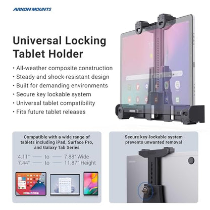 ARKON Mounts LockVise Locking Car Headrest Tablet Mount | Lockable Tablet Holder | Secure | Compatible with iPad, Samsung, Google Tablets Used for Rideshare, Taxi, Uber, & More