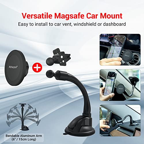 PROfezzion for MagSafe Car Windshield Mount Magnetic Holder, Suction Cup - style: Car Windshield, Dash or Vent