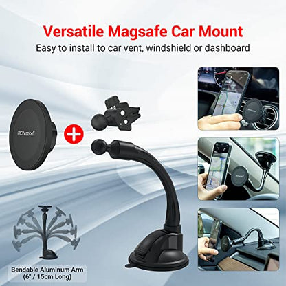 PROfezzion for MagSafe Car Windshield Mount Magnetic Holder, Suction Cup - style: Car Windshield, Dash or Vent