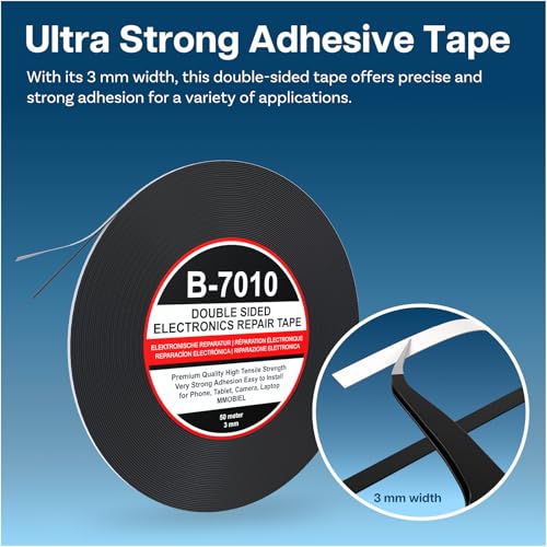 MMOBIEL Double Sided Adhesive Tape 3mm 50m Roll (164ft) Black Ultra Strong Mounting Tape for LCD Screen Repair, Smartphone Tablet Laptop Glass Fix - color: Black, size: 3 mm