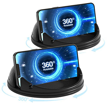 Loncaster 2 Pack Car Phone Holder Mount, [Horizontal 360° Rotatable] Silicone Phone Mount for Car Dashboard, Hands Free Cell Phone Holder Compatible with iPhone 16 15 14 13 12 Pro Max - color: Black-2pack 360° Rotatable