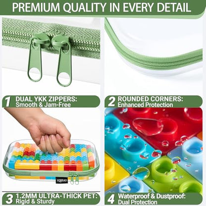 YQBRAO Clear Hard Shell Zipper Cases, 3 Large Travel Organizers, Green - color: Green, size: 3 Pack(L)