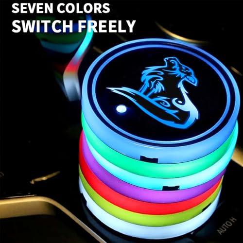2Pcs Love Cross Car LED Cup Holder Lights, 7 Colors Light Up Car Coasters - color: Love Cross