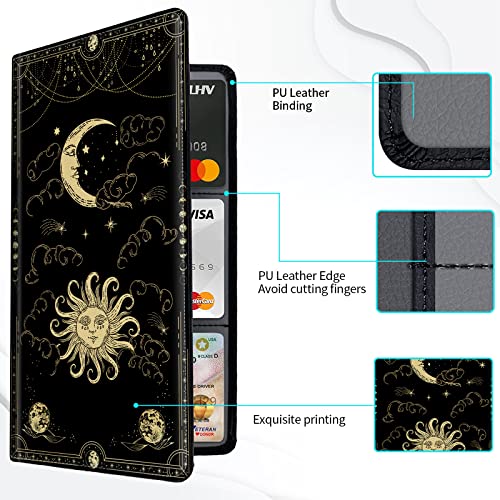 Car Registration and Insurance Card Holder, Vehicle License Documents Glove Box Compartment Organizer Wallet, ID Card Holder for Car Essentials Automobile, Sun Moon Clouds Witchy - color: Aesthetic Sun Moon Clouds