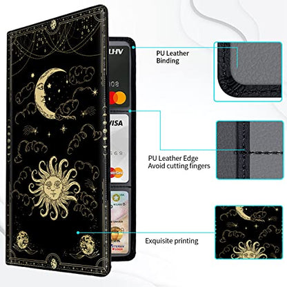 Car Registration and Insurance Card Holder, Vehicle License Documents Glove Box Compartment Organizer Wallet, ID Card Holder for Car Essentials Automobile, Sun Moon Clouds Witchy - color: Aesthetic Sun Moon Clouds