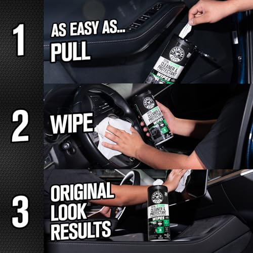 Chemical Guys, Total Interior New Car Smell Cleaner & Protect Wipes, 2 Pack - size: 2 Pack (60 Ct)
