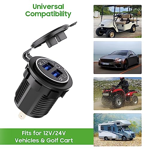 10L0L 12V Dual USB Outlet Quick Charge 3.0 for Golf Cart UTV ATV Boat Truck - color: Dual USB