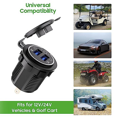 10L0L 12V Dual USB Outlet Quick Charge 3.0 for Golf Cart UTV ATV Boat Truck - color: Dual USB