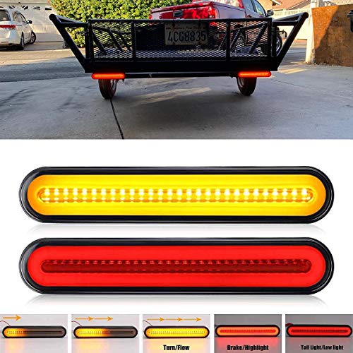2 Pack 9" LED Trailer Tail Light Bar + Brake Stop +Turn Signal Lights Assembly Identification Red & Amber Sequential Strip Light Waterproof for Trailer Truck Pickup SUV RV 12V-24V - color: Standard
