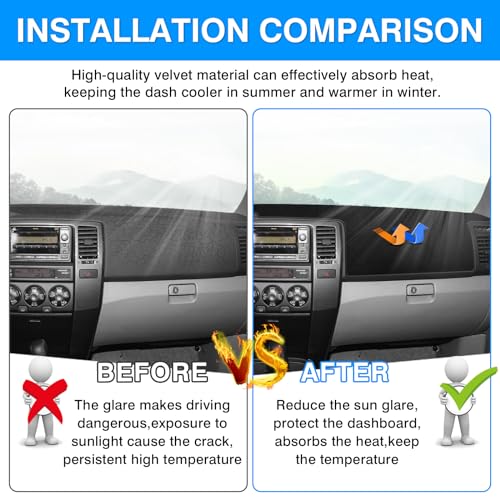 Autorder Dashboard Cover Mat for Toyota 4Runner 2003 2004 2005 2006 2007 2008 2009 Accessories Dash Cover Upgrade Velvet Dash Mat Sunshade Glare UV Rays Protector (Without Dash Speaker) - size: Black 03-09 4Runner