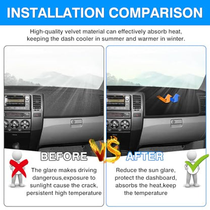 Autorder Dashboard Cover Mat for Toyota 4Runner 2003 2004 2005 2006 2007 2008 2009 Accessories Dash Cover Upgrade Velvet Dash Mat Sunshade Glare UV Rays Protector (Without Dash Speaker) - size: Black 03-09 4Runner