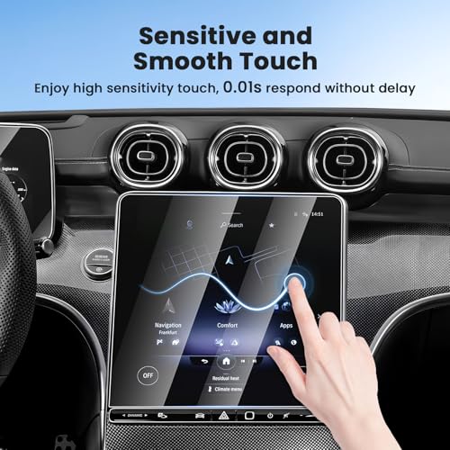 Canvcle 2PCS Screen Protector for 2023-2026 Mercedes Benz GLC 300 & AMG C43/2022-2026 W206 C300/2024-2026 AMG C63, 11.9 Inch Navigation + 12.3 Inch Dash Screen Cover Tempered Glass Touchscreen Film - size: Mercedes Benz GLC 300/AMG C43/W206 C300/AMG C63